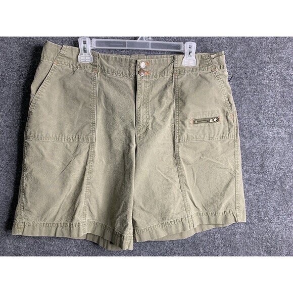 Eddie Bauer Hiking Shorts Women 16 Tall Mercer Fit Ripstop Fabric Olive - Picture 1 of 16